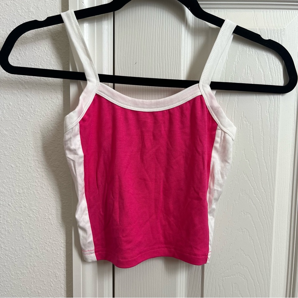 shein pink and white crop top